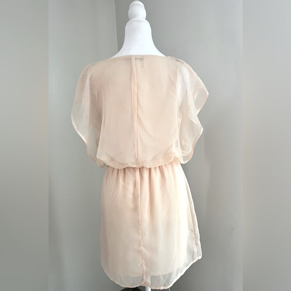 Peachy and gold sequins on this sheer overlay adorable dress for any occasion! - Picture 3 of 3
